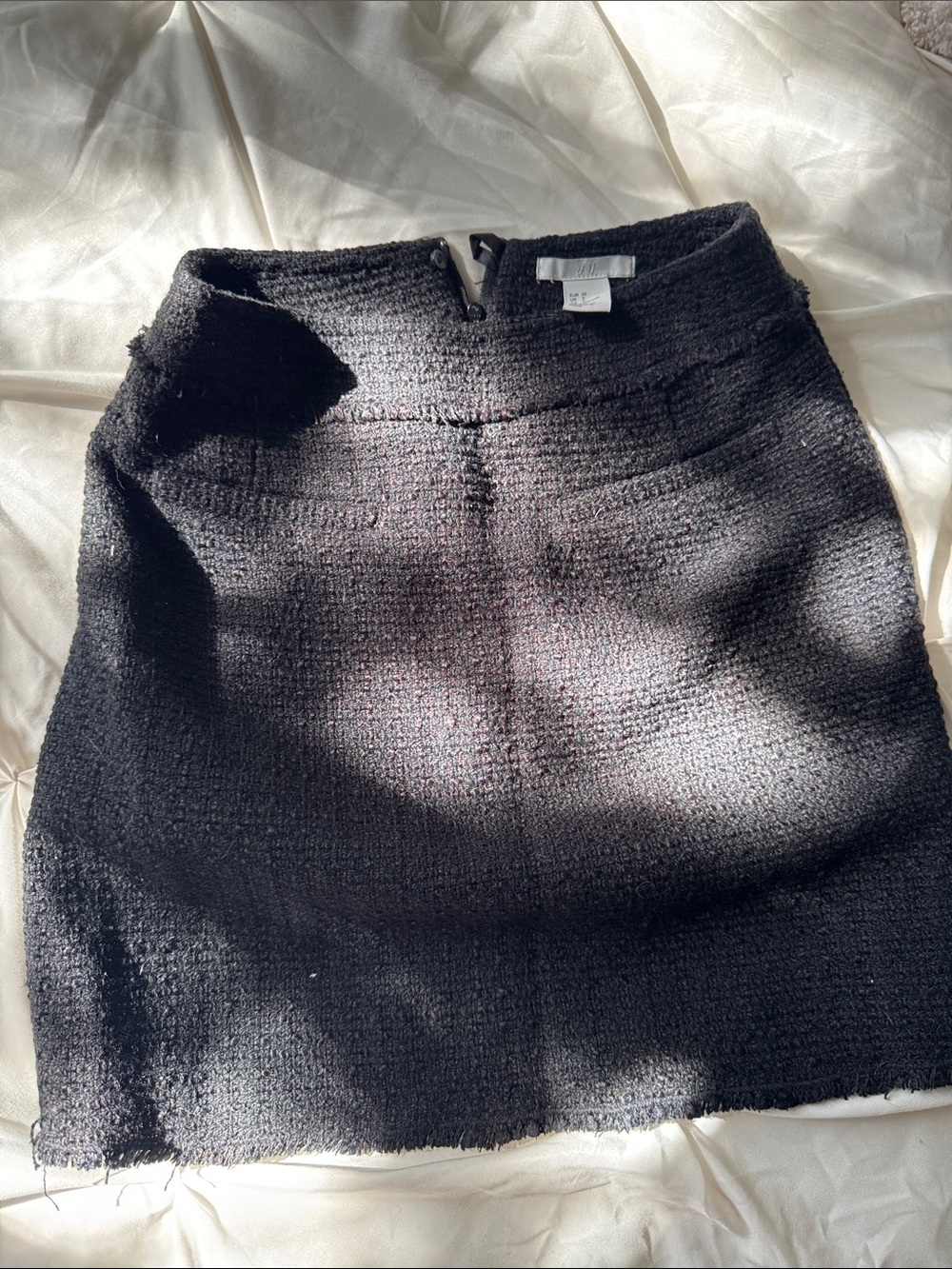 H&M Black Textured Tweed Mini Skirt